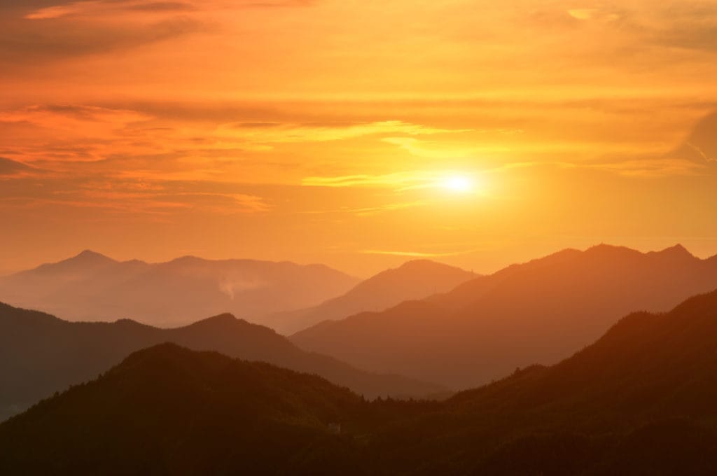 Sunset with mountains